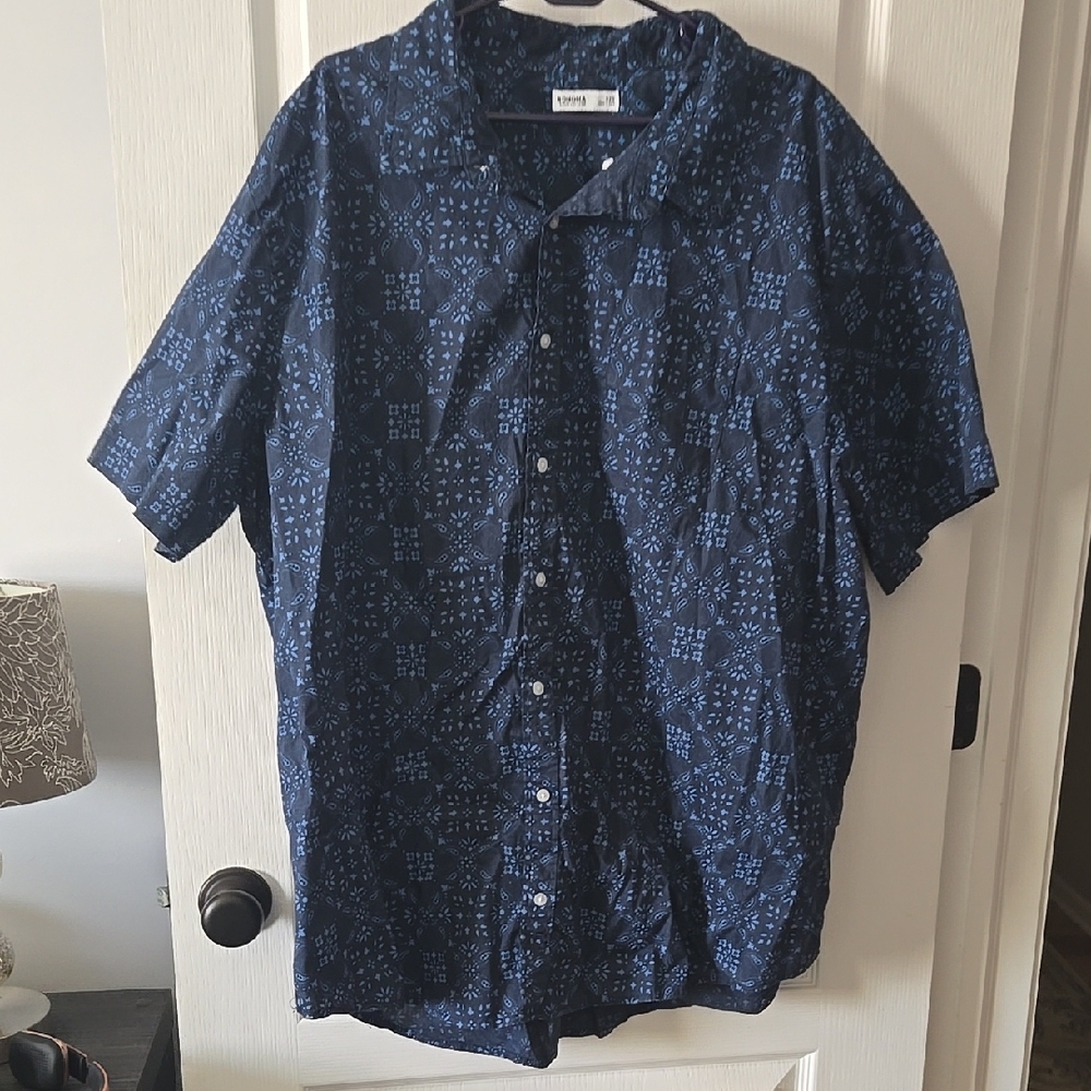 Navy Blue Patterned Men's Shirt